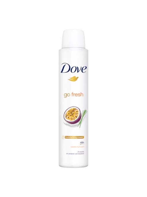Spray &amp; stick dama | Antiperspirant deodorant spray 0% alcool fructul pasiunii go fresh dove, 200 ml | 1001cosmetice.ro