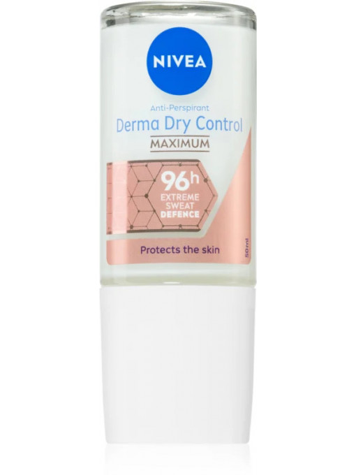 Spray & stick dama | Antiperspirant roll-on derma dry control 96h nivea, 50 ml | 1001cosmetice.ro