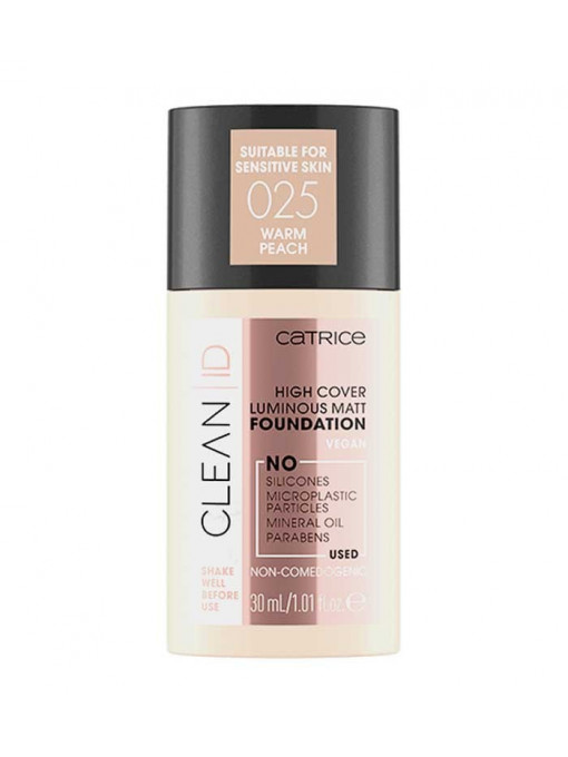 Make-up, catrice | Catrice clean id high cover luminous matt foundation fond de ten warm peach 025 | 1001cosmetice.ro