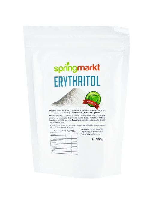 Erythritol indulcitor natural (inlocuitor zahar), Springmarkt, Adams, 500 g