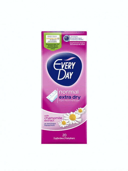 Igiena intima, every day | Everyday absorbante normal extra dry cu extract de musetel 20 de bucati | 1001cosmetice.ro