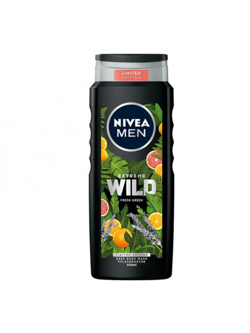 Corp, nivea | Gel de dus extreme wild fresh green, nivea men, 500 ml | 1001cosmetice.ro