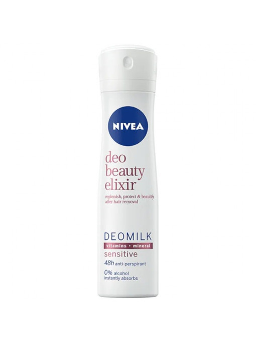 Spray &amp; stick dama, nivea | Nivea beauty elixir deomilk sensitive 48h anti-perspirant deodorant spray femei | 1001cosmetice.ro