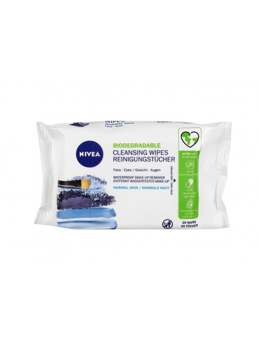 Demachiante | Nivea servetele biodegradabile demachiante 3 in 1 ten normal 25 bucati | 1001cosmetice.ro