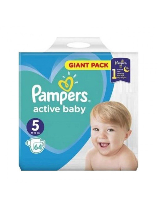 Copii, pampers | Pampers active baby scutece copii nr.5 giant pack 64 bucati | 1001cosmetice.ro