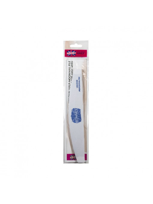 Ronney professional half moon pila pentru unghii alba 180/240 1 - 1001cosmetice.ro