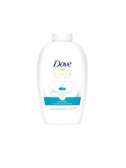 Sapun-crema lichid Dove Care & Protect cu ingredient antibacterian, Rezerva 250 ml