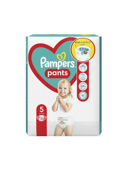 Scutece chilotei pentru copii, Baby Dry Pants Pampers, Nr.5, 12-17 Kg, pachet 22 bucati