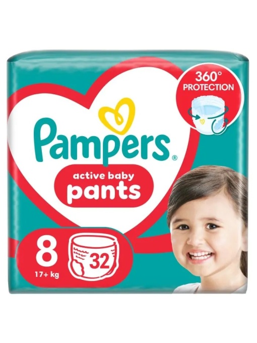Copii, pampers | Scutece chilotei pentru copii, baby dry pants pampers, nr.8, 17+ kg, pachet 32 bucati | 1001cosmetice.ro