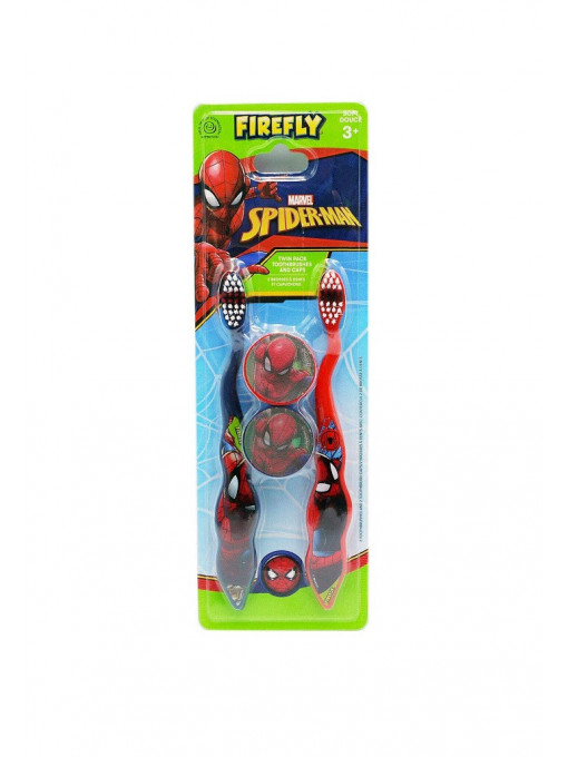 Copii, firefly | Set 2 periute de dinti cu capac pentru copii peste 3 ani spiderman firefly | 1001cosmetice.ro