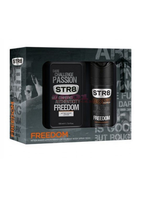 Str8 freedom after shave 100 ml + deodorant spray set 1 - 1001cosmetice.ro