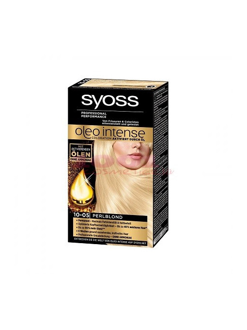 Syoss oleo intense permanent oil color vopsea de par fara amoniac pearl blond 10-05 1 - 1001cosmetice.ro