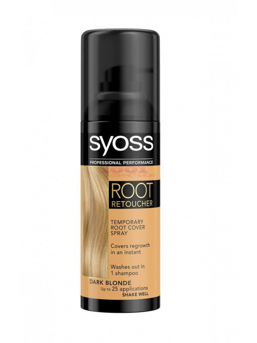Syoss root retoucher spray pentru vopsirea temporara a radacinilor parului culoarea dark blonde 1 - 1001cosmetice.ro