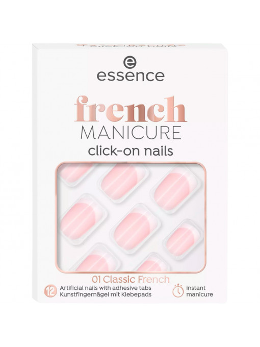 Unghii false, essence | Unghii false cu lipici, french manicure click-on, classic french 01, essence | 1001cosmetice.ro