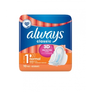 Always | Absorbante classic normal plus marimea 1, pachet 10 bucati always | 1001cosmetice.ro