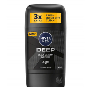 Deo anti-perspirant Stick 48H, Deep Black Carbon Dark Wood, Nivea Men, 50 ml