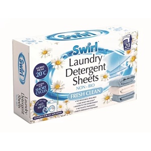 Detergent de rufe tip servetel dizolvabil Non-Bio Fresh Clean Scent, pachet 20 servetele, Swirl