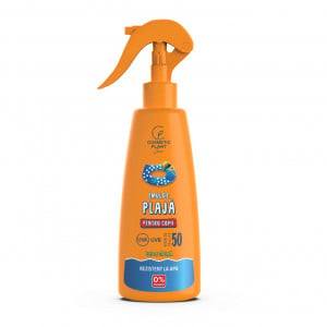 Emulsie plaja rezistenta la apa pentru copii SPF50 cu ulei de catina Cosmetic Plant, 200 ml