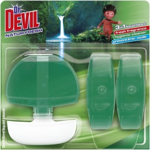 Baie, tomil | Odorizant lichid cu suport wc natur fresh dr devil, 3 x 55 ml | 1001cosmetice.ro