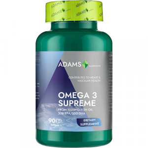 Omega 3 Supreme 50%EPA/25%DHA, supliment alimentar, Adams, Cutie 90 capsule gumate moi
