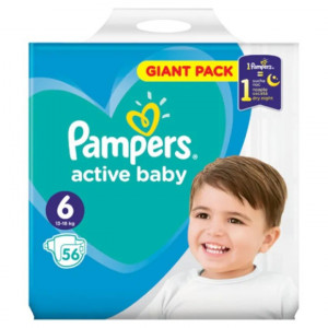 Pampers active baby scutece copii nr.6 giant pack 56 bucati thumb 1 - 1001cosmetice.ro