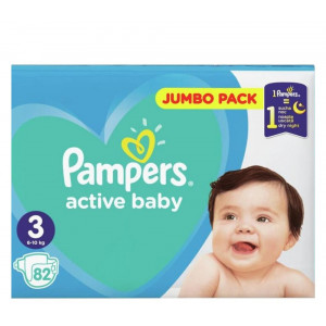 Scutece pentru copii, active babby nr.3, 6-10 kg., giant pack 82 bucati, pampers thumb 1 - 1001cosmetice.ro