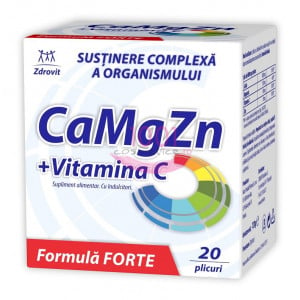 ZDROVIT Ca-Mg-Zn + VITAMINA C FORMULA FORTE CUTIE 20 PLICURI