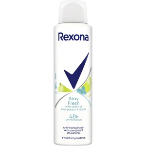 Spray &amp; stick dama, rexona | Antiperspirant deo rexona motionsense stay fresh, with scent of blue poppy & apple, 150 ml | 1001cosmetice.ro