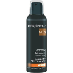 Spray &amp; stick barbati, gerovital | Antiperspirant spray 0% alcool, fara pete albe, wild, gerovital men, 150 ml | 1001cosmetice.ro