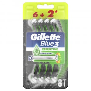 Aparat de ras Blue 3 Plus Sensitive, Gillette, 8 bucati
