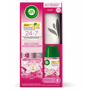 Aparat electric odorizant de camera + rezerva spray Magnolie si flori de cireș 250 ml, Air Wick