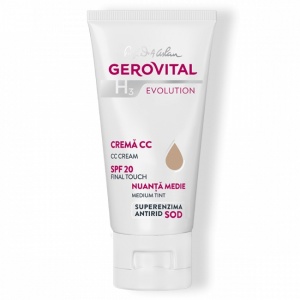 Bb cream, gerovital | Cc cream, h3 evolution spf 20, nuanță medie, gerovital, 30 ml | 1001cosmetice.ro