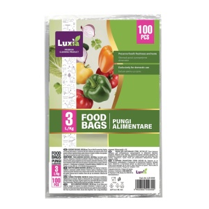Bucatarie | Pungi alimentare rezistente la congelator, 3kg/3l, 26x38cm, 100 bucăți, luxia 4030 | 1001cosmetice.ro