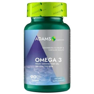 Suplimente Omega 3 Forte pentru sanatatea sistemului cardiovascular, Adams, 90 capsule