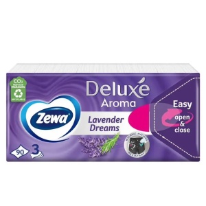 Batiste parfumate, Zewa, Deluxe Lavender Dreams, 3 straturi, 90 bucati