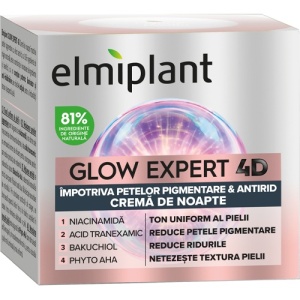 Crema de noapte antirid impotriva petelor pigmentare GLOW EXPERT 4D Elmiplant, 50 ml