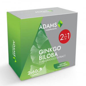 Ginko Biloba Supplements 240 mg, Adams, Pachet 2x60 tablete