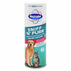 Neutralizator de miros pentru animalele de companie de covoare Sniff 'n' Purr, pudra, Pure Fresh, Neutradol, 525 g