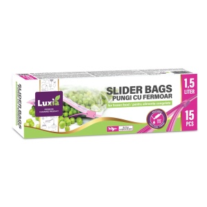 Pungi alimentare cu fermoar 3 l, uz casnic, 10 bucăți, Luxia 4058