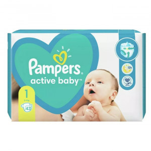Scutece pentru copii, active babby nr.1, 2-5 kg., giant pack 43 bucati, pampers thumb 1 - 1001cosmetice.ro