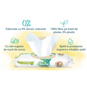 [Servetele umede pentru copii, pampers pure cocos, pachet cu capac, 42 bucati - 1001cosmetice.ro] [6]