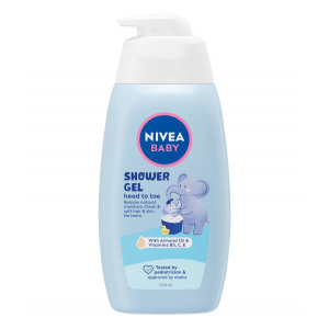 Gel de dus Head to Toe, cu Almond Oil, vitamina B5, C, E, Nivea Baby, 500 ml