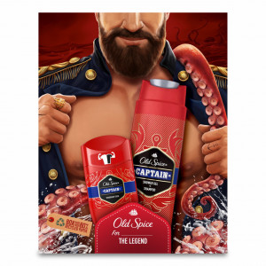 [Set cadou for the legend pentru barbati, gel de dus 3 in 1 captain, 250 ml + deodorant stick captain, 50 ml, old spice - 1001cosmetice.ro] [1]