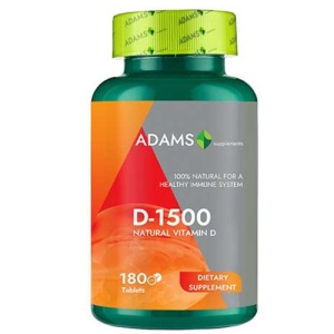 Supliment alimentar vitamin D D-1500, Adams, 180 tablete