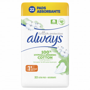 Absorbante Always Cotton Protection Normal 1, Hypoallergenic, pachet 22 bucati