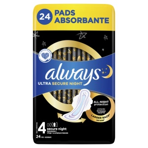 Always | Absorbante duo ultra secure night marimea 4, pachet 24 bucati | 1001cosmetice.ro