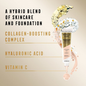 Fond de ten cu acid hyaluronic si vitamina c, miracle pure spf30, max factor, 45 warm almond, 30 ml thumb 4 - 1001cosmetice.ro