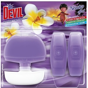 Baie, tomil | Odorizant lichid gel cu suport wc sunset blossom dr devil, 3 x 55 ml | 1001cosmetice.ro