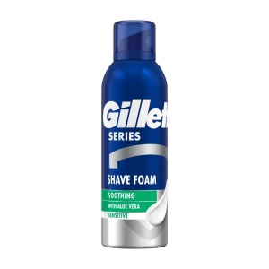 Gel de ras & aparate | Spuma de ras calmanta cu aloe vera, pentru ten sensibil, gillette series, 200 ml | 1001cosmetice.ro