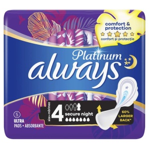 Always | Absorbante platinum secure night marimea 4, pachet 5 bucati always | 1001cosmetice.ro